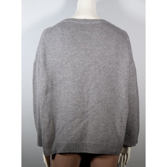Weekend Max Mara Womens Medium Gray Pullover Sweater Round Neck Boxy Knit Jumper - Picture 5 of 6